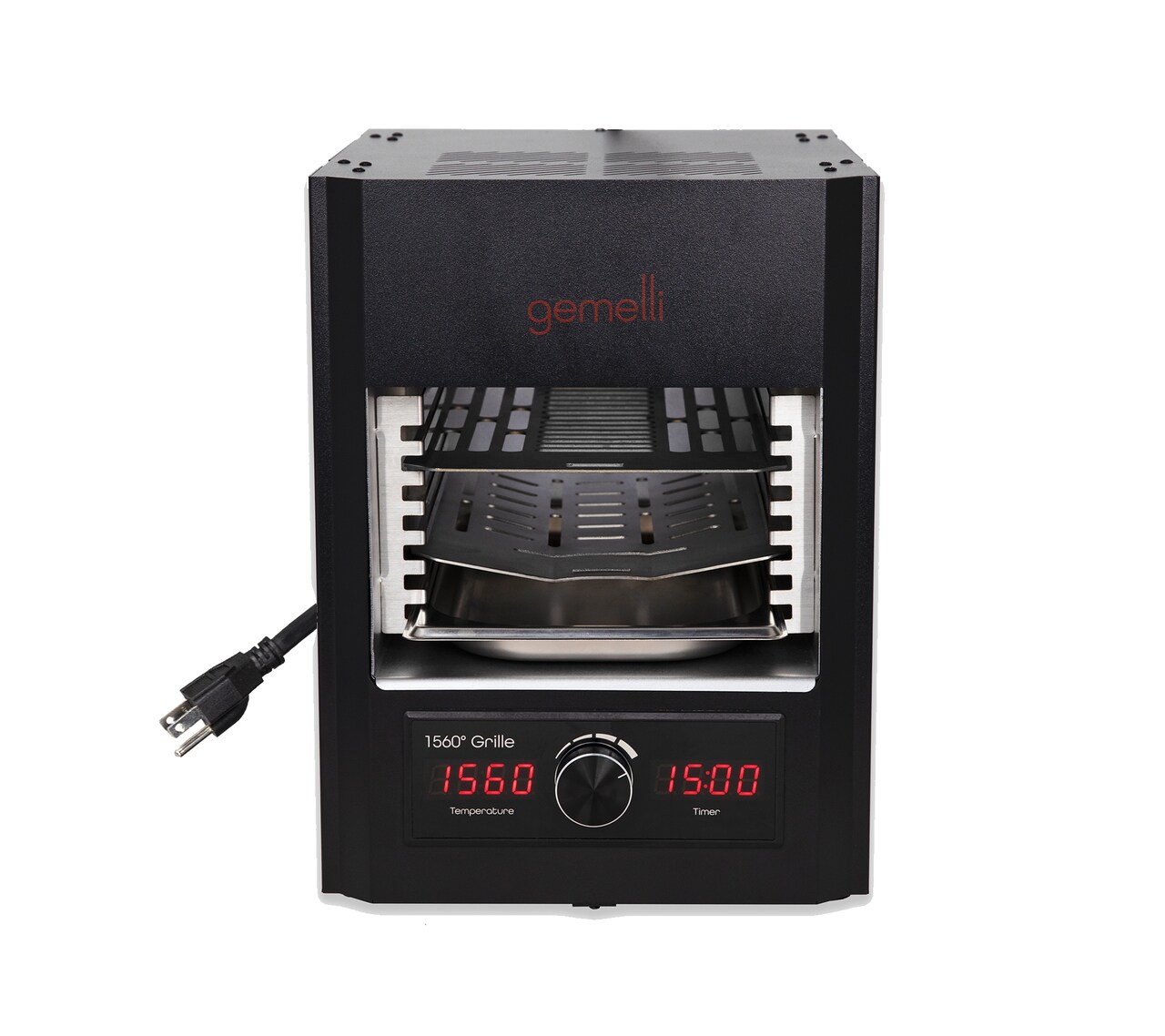 Gemelli Gourmet Steak Grille (1600 Watt), Infrared Superheating Up to 1560 Degrees, Electric Grill (Black)